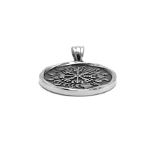 Load image into Gallery viewer, ENXICO Vegvisir The Viking Runic Compass with Sun Rays Pattern Pendant Necklace ? 316L Stainless Steel ? Nordic Scandinavian Pagan Jewelry