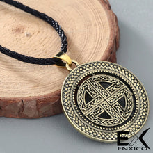 Load image into Gallery viewer, ENXICO Viking Shield Pendant Necklace with Celtic Knot Pattern ? Norse Scandinavian Viking Jewelry