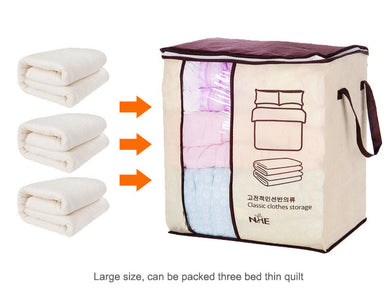 2TRIDENTS 2 Pcs Non-Woven Clothes Storage Bag Organizer Blanket Pillow Bedding Container Bag