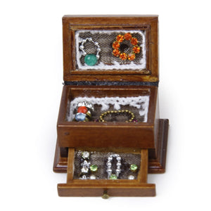 2TRIDENTS Dollhouse Miniature Jewelry Box for Storing Jewelry Treasure Pearl Home Decor Xmas/Birthday Gift