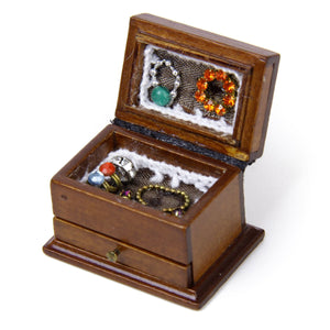 2TRIDENTS Dollhouse Miniature Jewelry Box for Storing Jewelry Treasure Pearl Home Decor Xmas/Birthday Gift