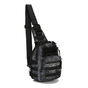 2TRIDENTS 600D Oxford Cloth Military Shoulder Bag - Backpack Military Sport Bag for Trekking, Camping, Hiking - Rover Sling Daypack for Men Women (Black)