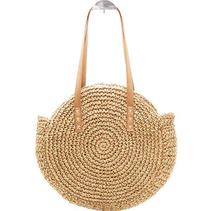 2TRIDENTS Circle Handwoven Rattan Bag - Crossbody Handbag For Any Occasions Such As Beach, Party, Shopping And Dating (loukong20x8cm)