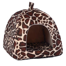 Load image into Gallery viewer, 2TRIDENTS Tent Cave Bed for Small Pet - Strawberry/Leopard House Cozy Sleeping Bed for Kitten Rabbit Small Animals (L, Brown)