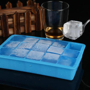 2TRIDENTS 3 Pcs Ice Cube Tray BPA Free Set with 15 Cubes Ice Maker for Wine Kitchen Drinking Bar Accessories (Blue)