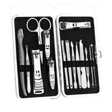 Load image into Gallery viewer, 2TRIDENTS Set of 15 Pcs Stainless Steel Pedicure Manicure Set Tool Kit for Nail Ear Care with Travel Box Case