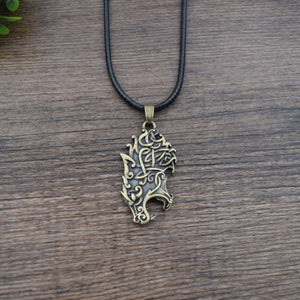 GUNGNEER Celtic Irish Knot Wolf Head Stainless Steel Pendant Necklace Jewelry Men Women