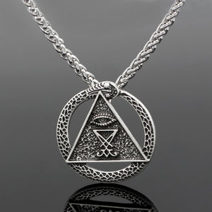 GUNGNEER Sigil Of Lucifer Pendant Necklace Stainless Steel Satan Jewelry Accessory For Men