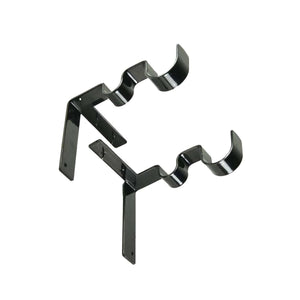 2TRIDENTS Double Curtain Rod Bracket Set of 2 Curtain Holder Tap into Window Frame Hanging Curtain Bracket