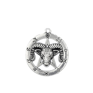 GUNGNEER Satanic Pentagram Baphomet Pendant Men's Leather Protection Bracelet Jewelry Set