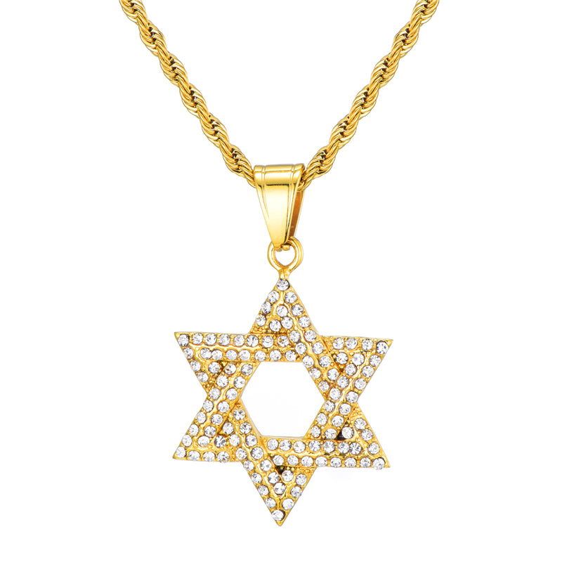GUNGNEER David Star Necklace Jewish Stainless Steel Jewelry Accessory Gift For Men Women