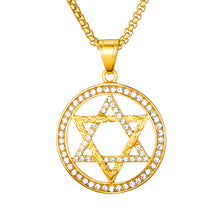 Load image into Gallery viewer, GUNGNEER Stainless Steel David Star Necklace Jewish Jerusalem Jewelry Gift For Men Women