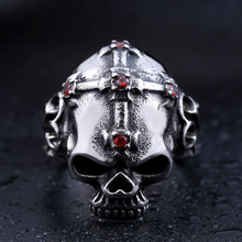 Load image into Gallery viewer, GUNGNEER Men&#39;s Big Cross Skull Ring Stainless Steel Christ Biker Jewelry Accessory Outfit