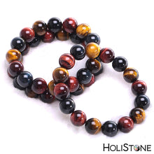Load image into Gallery viewer, HoliStone Multi Color Tiger Eye Stone Beads Bracelet ? Anxiety Stress Relief Yoga Beads Bracelets Chakra Healing Crystal Bracelet for Women and Men