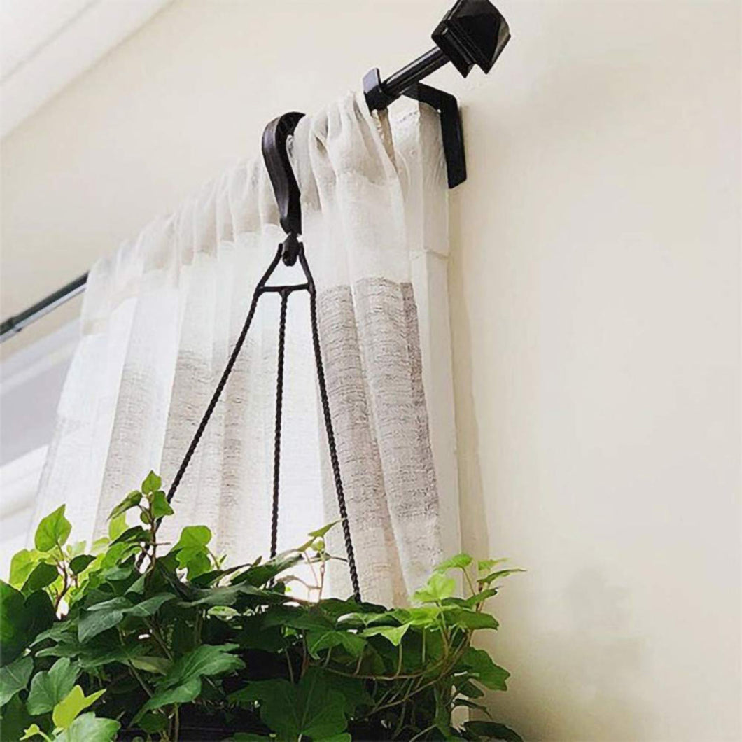 2TRIDENTS Double Curtain Rod Bracket Set of 2 Curtain Holder Tap into Window Frame Hanging Curtain Bracket