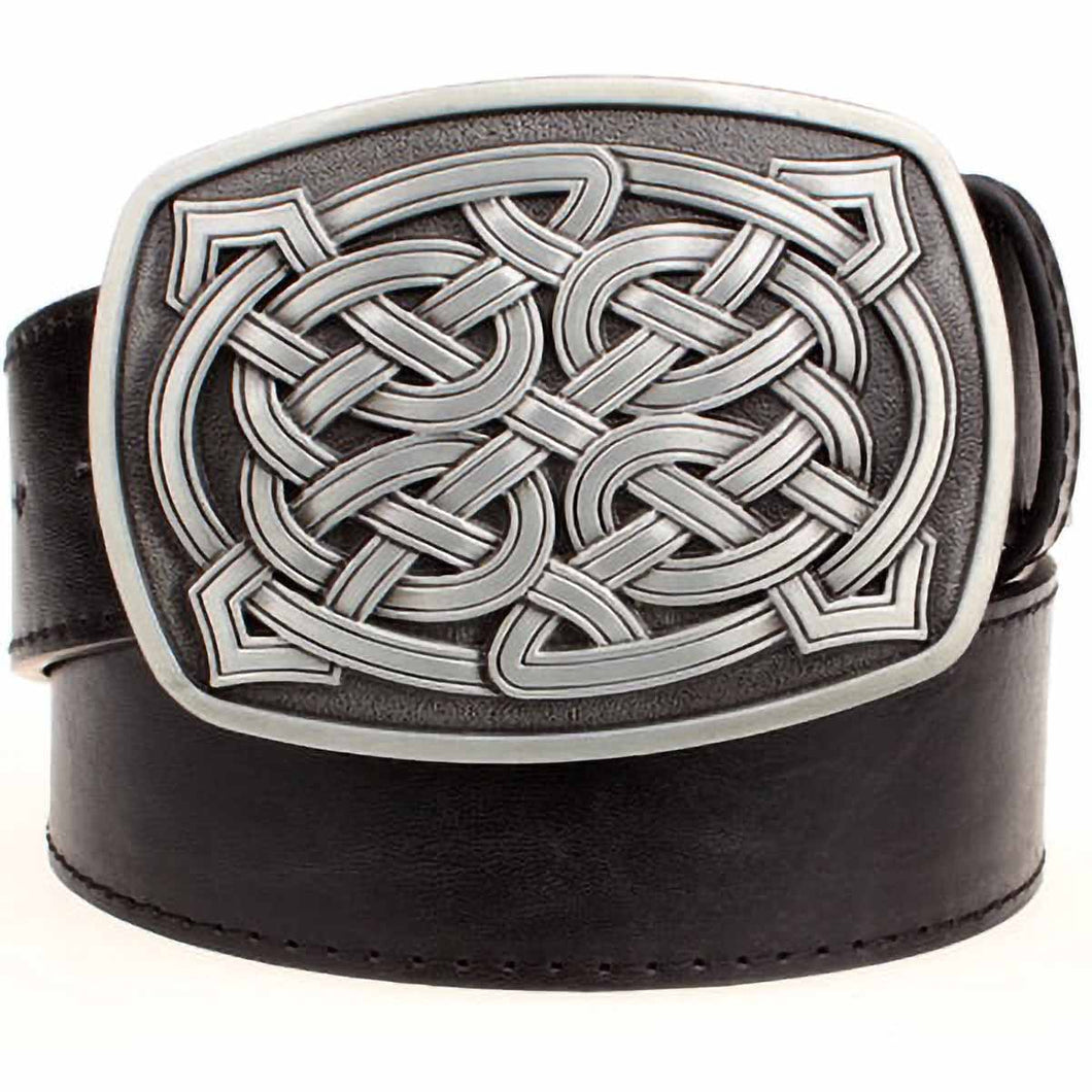 GUNGNEER Irish Celtic Trinity Knot Stripe Leather Belt Jewelry Accessories for Men Women