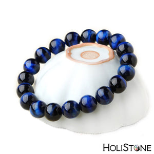 HoliStone Blue Tiger Eye Stone Beads Bracelet ? Anxiety Stress Relief Yoga Beads Bracelets Chakra Healing Crystal Bracelet for Women and Men