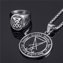 Load image into Gallery viewer, GUNGNEER Set Sigil Of Lucifer Ring And Pendant Necklace Satan Symbol Jewelry For Men