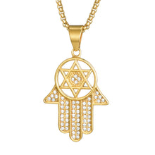 Load image into Gallery viewer, GUNGNEER Hamsa Hand David Shield Necklace Jewish Star Pendant Jewelry Gift For Men Women