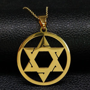 GUNGNEER David Star Necklace Solomon Jewish Pendant Israel Jewelry Gift For Men Women