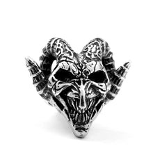 Load image into Gallery viewer, GUNGNEER Stainless Steel Goat Head Satan Ram Skull Ring Demonic Jewelry Accessory For Men