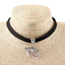 Load image into Gallery viewer, GUNGNEER Flat Faux Suede Eye Horus Choker Necklace Leather Braided Cord Bracleet Jewelry Set