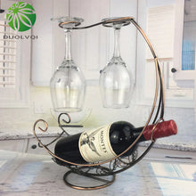 Load image into Gallery viewer, 2TRIDENTS Flexible Wine Bottle &amp; Glasses Holding Rack Storage for Bar Basement Kitchen Dining Room Perfect Home Decor (Black)