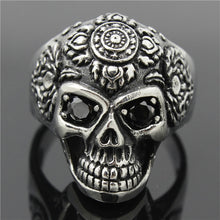 Load image into Gallery viewer, GUNGNEER Stainless Steel Ghost Rider Skull Ring Skeleton Halloween Gothic Jewelry Accessories