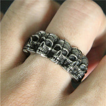 Load image into Gallery viewer, GUNGNEER Halloween Gothic Skull Band Ring Stainless Steel Jewelry Accessories Men Women