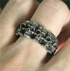 GUNGNEER Halloween Gothic Skull Band Ring Stainless Steel Jewelry Accessories Men Women