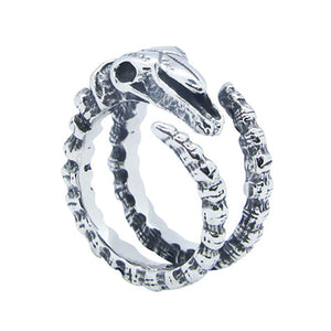 GUNGNEER Stainless Steel Satan Ram Skull Pendant Necklace Dragon Ring Jewelry Set