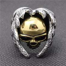Load image into Gallery viewer, GUNGNEER 2 Pcs Stainless Steel FTW Punk Biker Motorbiker Skull Ring Jewelry Set Men Women