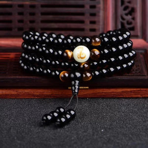 HoliStone Obsidian and Tiger Eye Stone Beads Bracelet with A Glow in The Dark Bead ? Anxiety Stress Relief Yoga Beads Bracelets Chakra Healing Crystal Bracelet for Women and Men