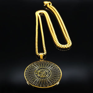 GUNGNEER Arab Muslim Necklace Stainless Steel Quran Arabic Jewelry Accessory For Men Women