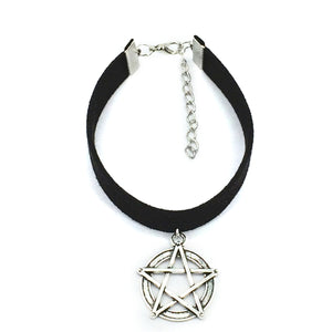 GUNGNEER Vintage Retro Wicca Pentagram Pentacle Bracelet Choker Jewelry Set Amulet Men Women