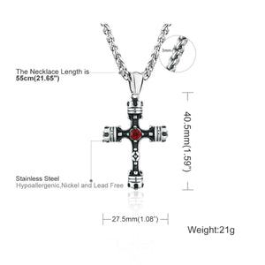GUNGNEER Stainless Steel Jesus Cross Pendant Necklace Christ Jewelry Accessory For Men Women