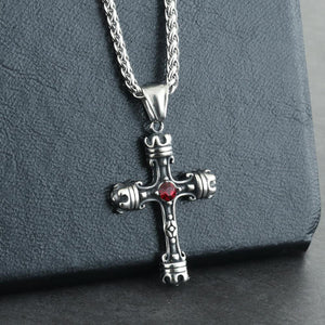 GUNGNEER Stainless Steel Jesus Cross Pendant Necklace Christ Jewelry Accessory For Men Women