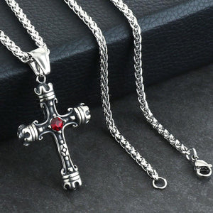 GUNGNEER Stainless Steel Jesus Cross Pendant Necklace Christ Jewelry Accessory For Men Women