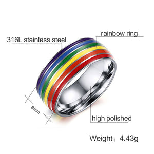 GUNGNEER Stainless Steel Gay Lesbian Pride Ring LGBT Jewelry Accessory For Men Women