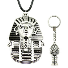Load image into Gallery viewer, GUNGNEER Egyptian Pyramid King Pharaoh Egypt Queen Necklace Leather Keychain Jewelry Set
