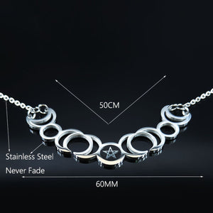 GUNGNEER Moon Phase Wicca Pentagram Stainless Steel Pendant Necklace Jewelry for Men Women