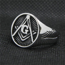 Load image into Gallery viewer, GUNGNEER 2 Pcs Fashion Biker Lucky Number 13 Masonic Ring Stainless Steel Men Jewelry Set