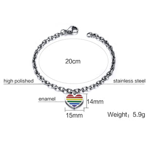 GUNGNEER Rainbow Flag Ring Stainless Steel Gay Lesian Pride Bracelet Jewelry Set Gift