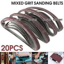 Load image into Gallery viewer, 2TRIDENTS 20 Pcs Sanding Sander Belts Paper Grit 60 80 120 240 For Sander Adapter Polishing Machine 13mm x 457mm (0.5x18inch)