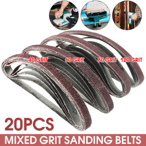 2TRIDENTS 20 Pcs Sanding Sander Belts Paper Grit 60 80 120 240 For Sander Adapter Polishing Machine 13mm x 457mm (0.5x18inch)