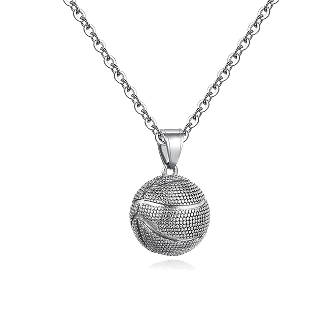 GUNGNEER Basketball Necklace Stainless Steel Ball Hip Hop Chain Jewelry For Boys Girls