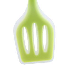 2TRIDENTS Non Stick Silicone Spatula Turner Ideal for Flipping Eggs Crepes - Pro Flipper Turner for Cooking (Green)