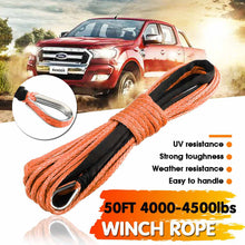 Load image into Gallery viewer, 2TRIDENTS 4500LBS Synthetic Winch Rope with Protective Sheath Heavy Duty Vehicle Synthetic Rope for Truck (Black)