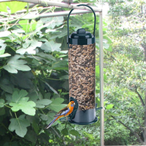 2TRIDENTS Hard Plastic Outdoor Birdfeeder with Hanger - Hanging Feeders for Finches Bird Seed and More