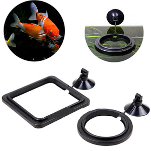 2TRIDENTS Fish Feeding Ring Practical Floating Food Square Round for Fish - Reduce Waste Maintain Water Quality (Square)